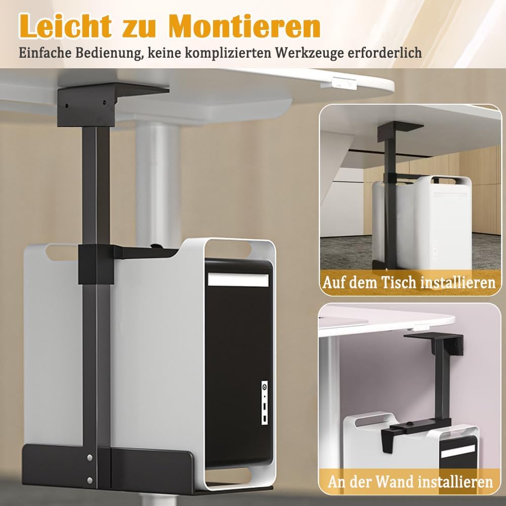 PC Halterung Unter Schreibtisch, PC Halterung für Untertisch, Carbonstahl Computer Aufhängung Halter