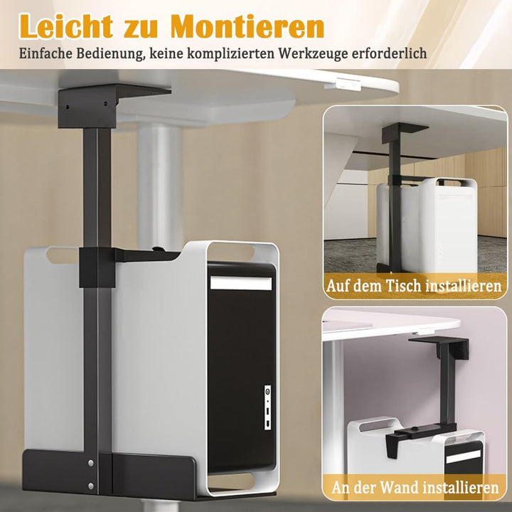 PC Halterung Unter Schreibtisch, PC Halterung für Untertisch, Carbonstahl Computer Aufhängung Halter