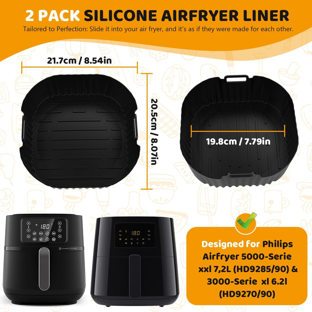 Silikonform HeissLuftfritteuse Zubehör für Philips Airfryer 5000 Serie XXL, 2 Silikonform Airfryer f