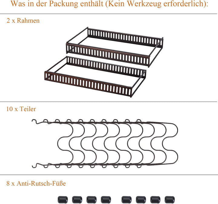 Toplife Verstellbarer Topfhalter, Aufbewahrung, Deckel, Topf mit 10 Fächern, Halterung aus Metall, A