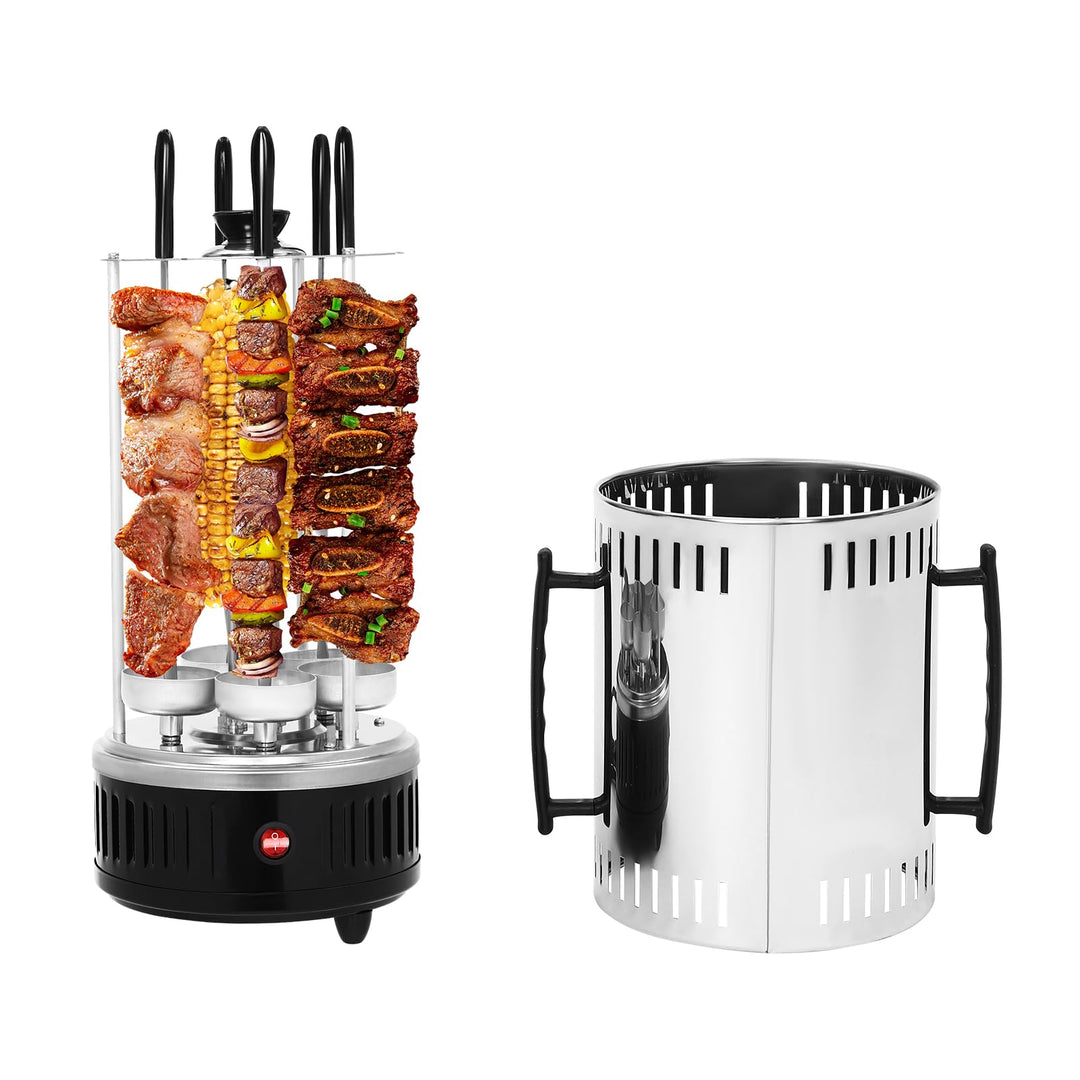 1000W Vertikaler Elektrogrill, Schaschlikgrill Tischgrill Dönergrill mit 5 Spiesse Kebab BBQ Elektri