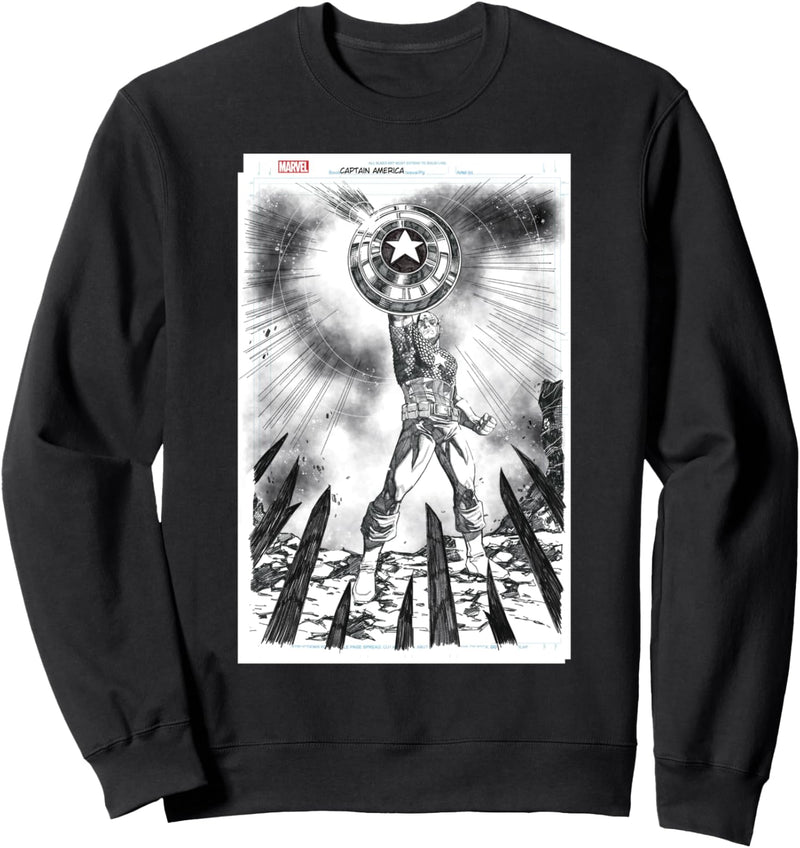 Marvel Captain America Sketched Comic Book Cover Sweatshirt