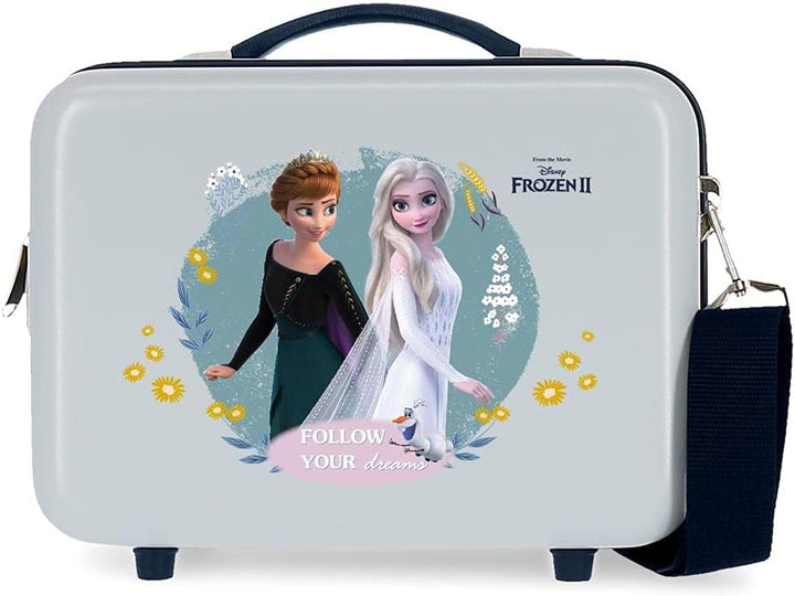 Disney Frozen Follow Your Dreams Kulturbeutel, anpassbar, mit Umhängetasche, Blau, 29 x 21 x 15 cm,