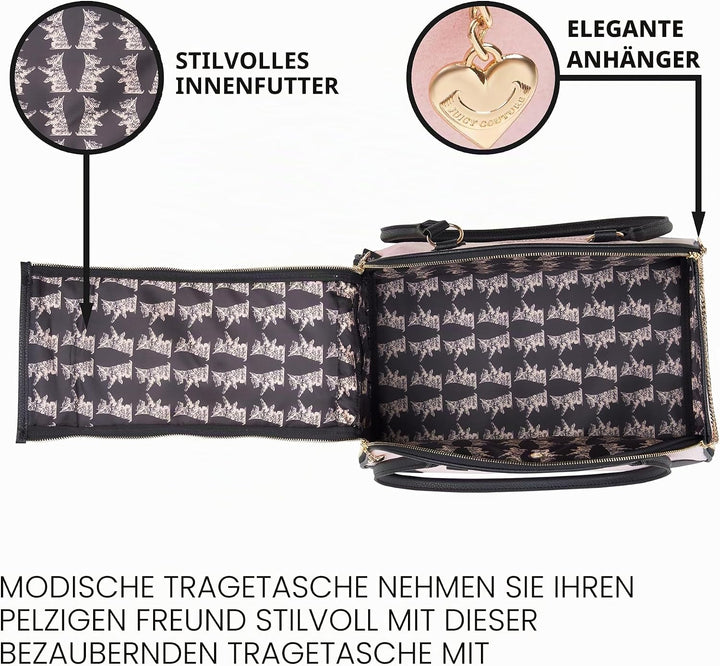 Juicy Couture Give Me Treats Transporttasche für Haustiere, stilvolle rosa Reisetasche für kleine Hu