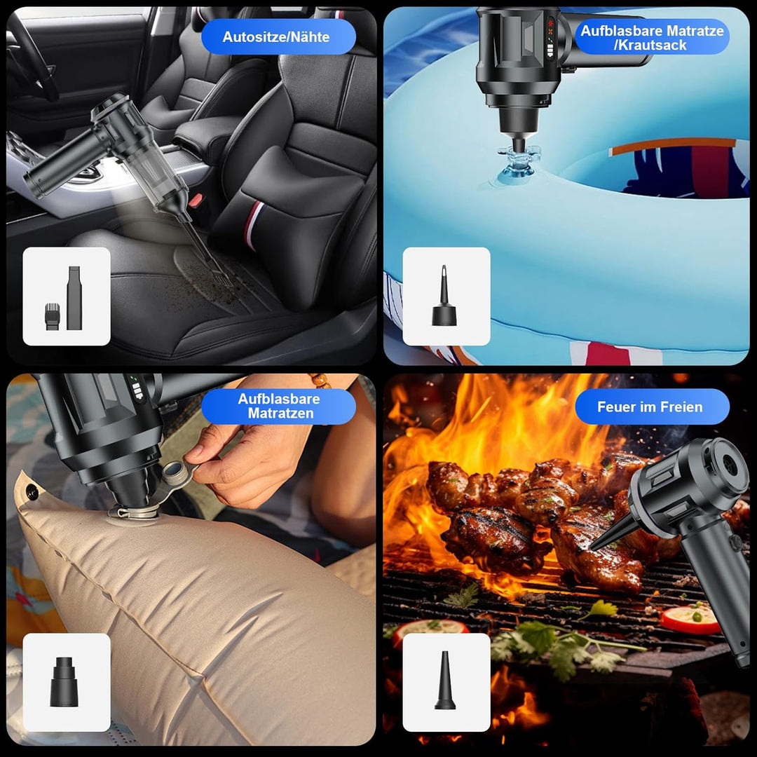 Handstaubsauger, 26000 Pa 4-In-1 Mini Staubsauger Akku Kabellos mit Digitalanzeige 1-Knopf-Selbstent