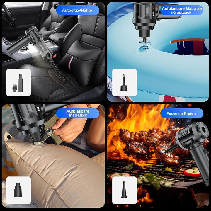 Handstaubsauger, 26000 Pa 4-In-1 Mini Staubsauger Akku Kabellos mit Digitalanzeige 1-Knopf-Selbstent