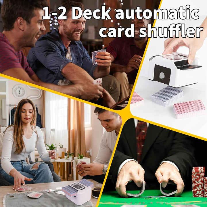 Wiederaufladbar Automatischer Kartenmischer für 2 Decks, Geräuscharm Elektrischer Kartenmischer mit