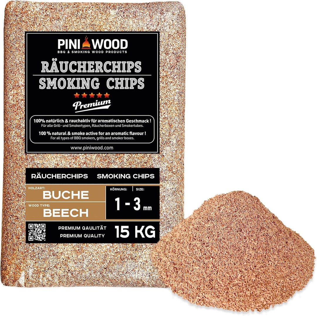 PINI 15 Kg Räucherchips Buche 1-3 mm Smoking Dust Räucherspäne