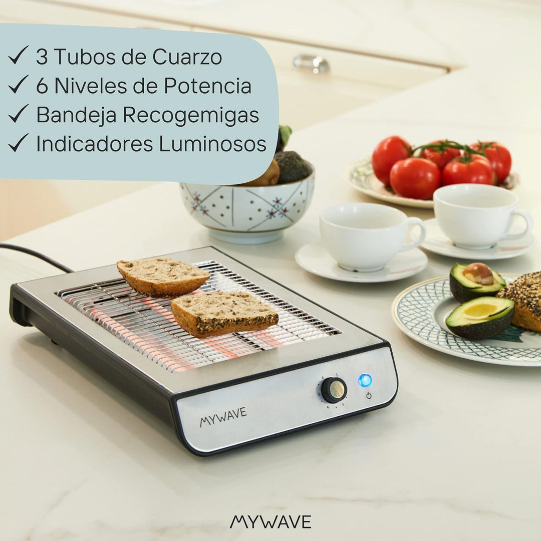 My Wave - Flachtoaster - Für Brot und Backwaren - Flachbett Toaster mit 900W Leistung - Einstellbare