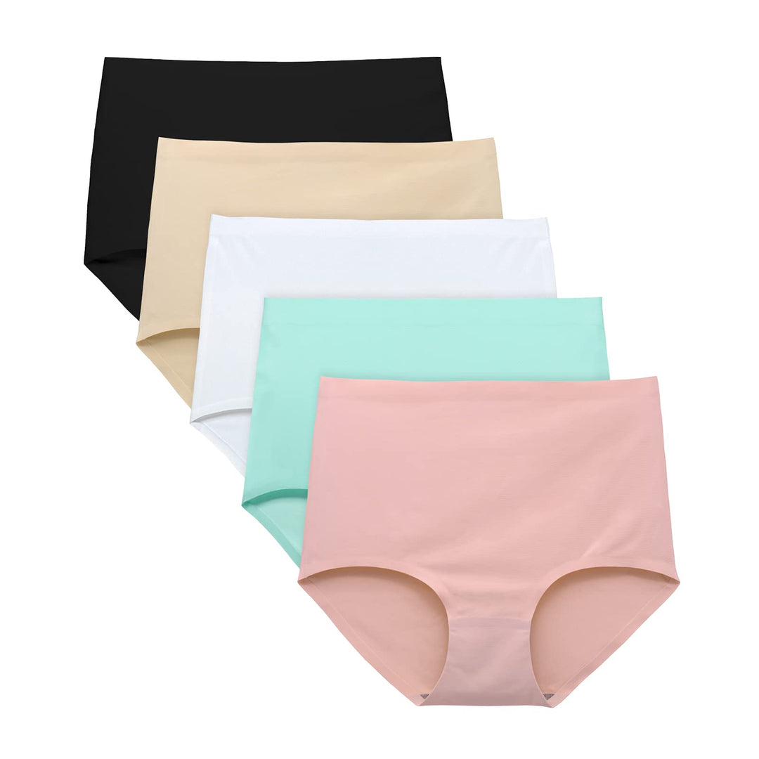 FallSweet No Show Slip mit hoher Taille Unterwäsche für Damen Seamless Panties, 5er Pack XXL Multi,