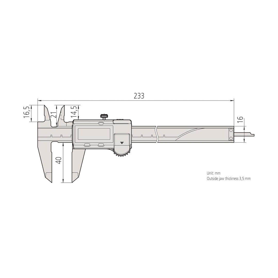 MITUTOYO Digital Messschieber ohne Datenausgang DIN 862, Tiefenmass flach 0-150 mm, 1 Stück,500-181-