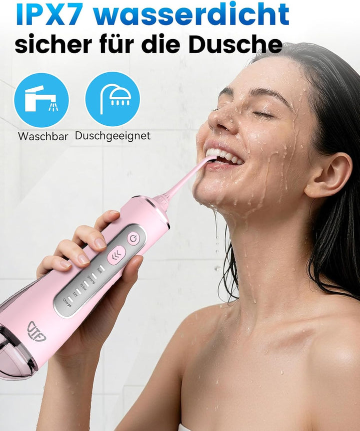 JTF Munddusche Kabellos Elektrische 300ML Wassertank, 10 Stufen Stufenlose Modi Testsieger 2026, IPX