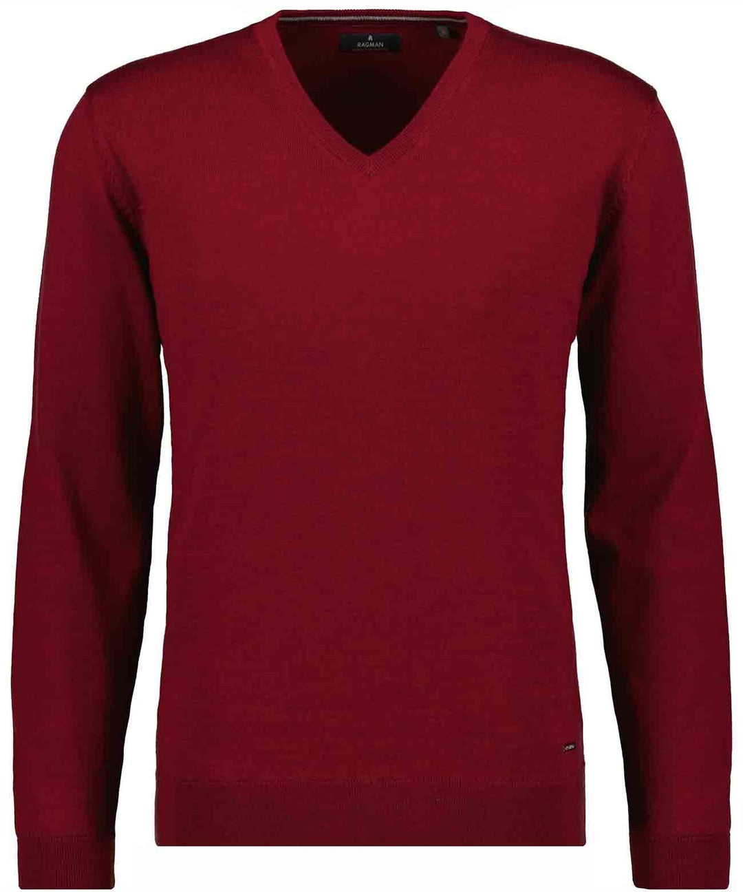 RAGMAN Herren Merino-Pullover V-Ausschnitt, M Beere-620