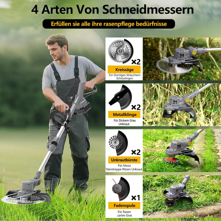 Akku Rasentrimmer für Makita Akkus,Kantenschneider Mit 2 X 21V 4.0Ah Akku Und Ladegerät,4-In-1 Akku