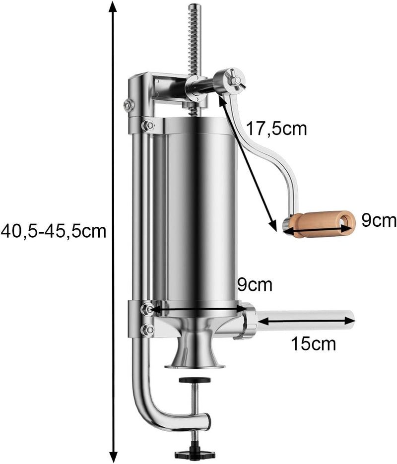 COSTWAY 1,5L / 3L / 3,6L / 6L Wurstfüller manuell, Wurstmaschine aus Edelstahl, Wurstfüllmaschine si