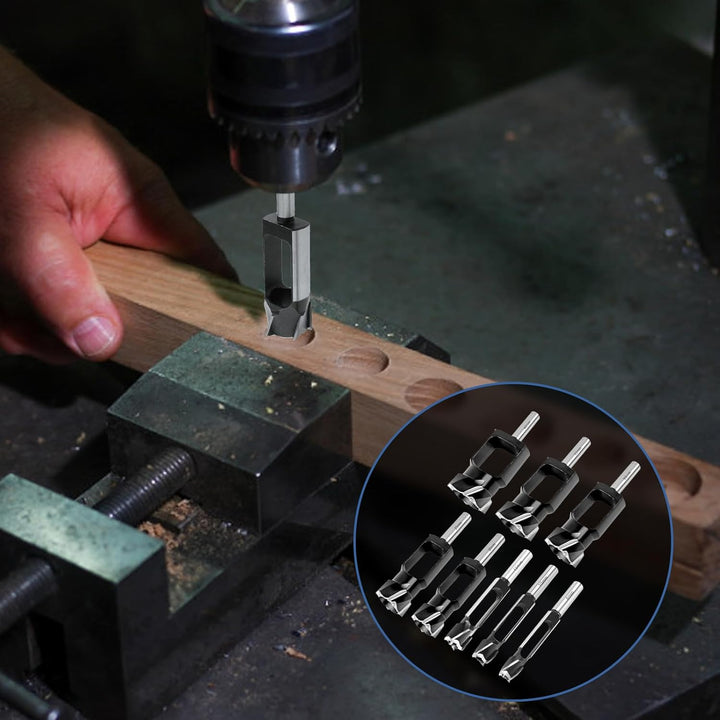 9 Stück Tiefer Zapfenbohrer für Tischlerarbeiten, 8/10/12/15/20/25/30/35/40mm Holzdübellochschneider