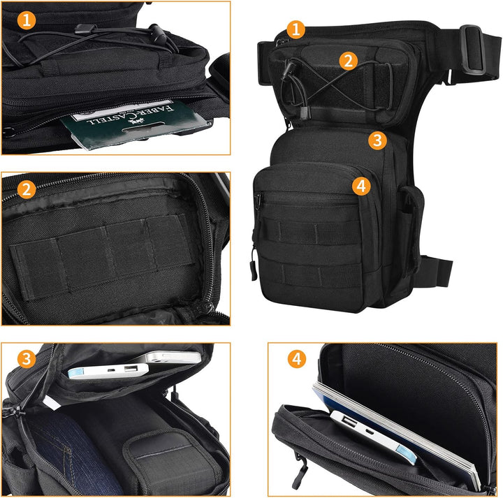 Huntvp Militär Beintasche Motorrad Taktische Oberschenkeltasche MOLLE Hüfttasche Herren Tactical Leg