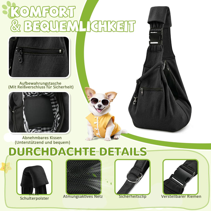 ALLSOPETS Hundetragetasche für Kleine Hunde und Katzen, Atmungsaktive Hundeschlinge mit Sicherheitsl
