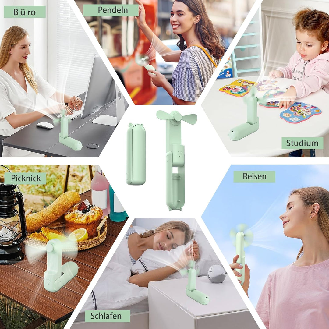 Handventilator to Go, 125g Ultraleichter Taschenventilator Mini, 20H Max Akku mit Powerbank, USB Auf