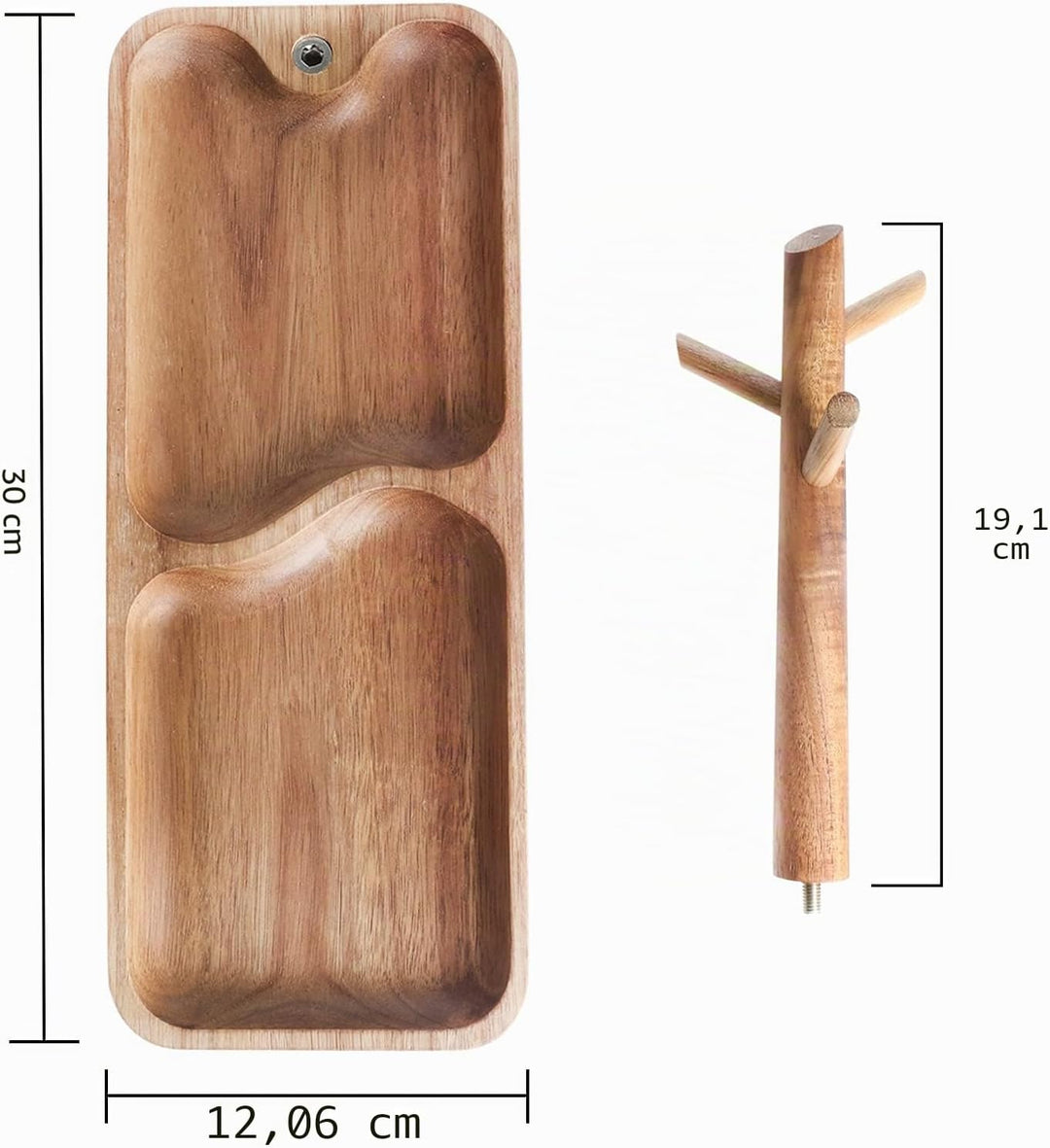 CYQGDKF Holz-Schlüsselablage für Eingangstisch, Schmucktablett, Catchall-Tablett mit 3 Ständern, Org