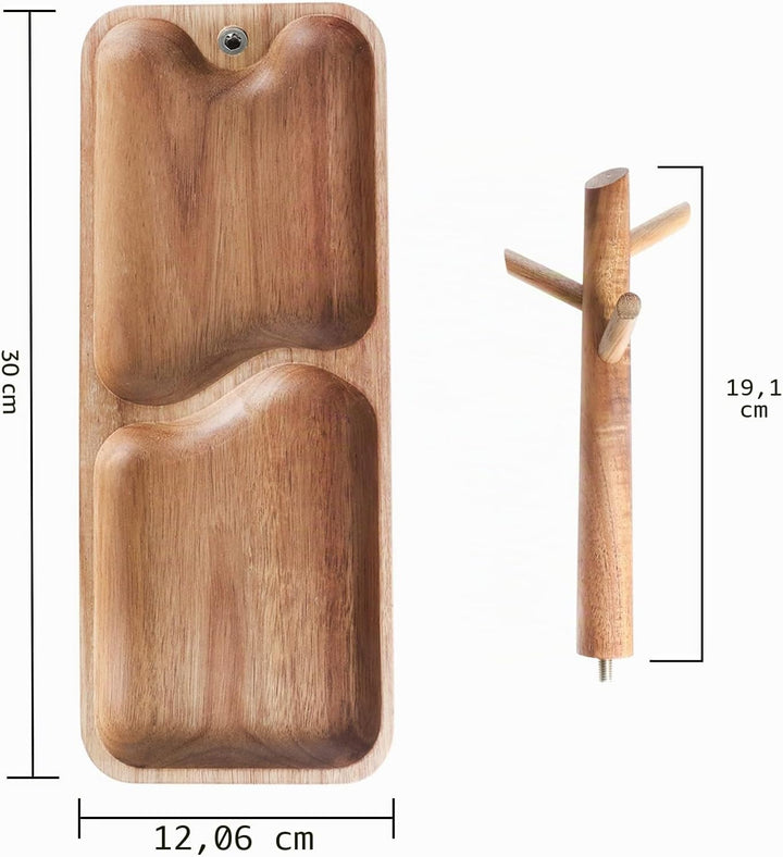 CYQGDKF Holz-Schlüsselablage für Eingangstisch, Schmucktablett, Catchall-Tablett mit 3 Ständern, Org