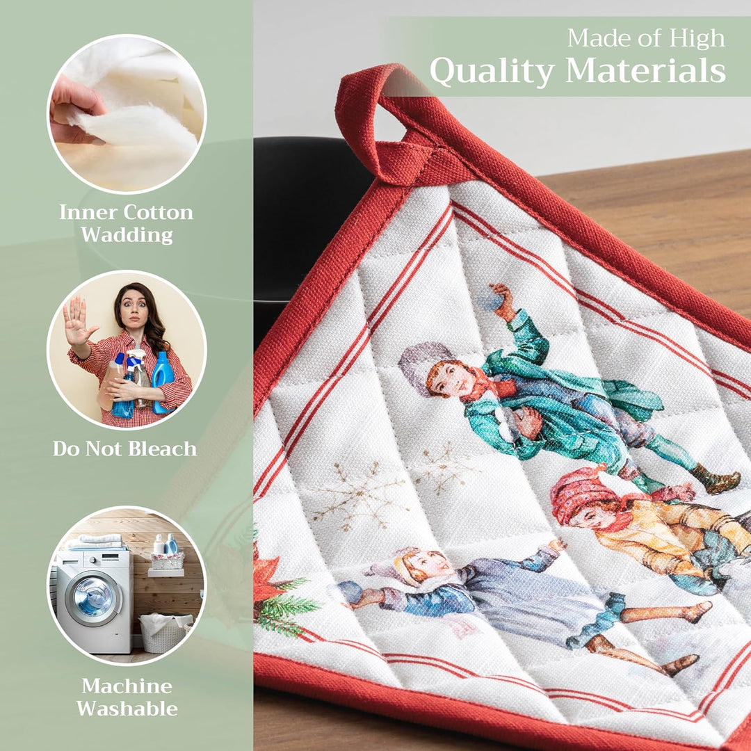 Maison d' Hermine Topflappen 100% Baumwolle hitzebeständig Set mit 2 Topflappen (20cm x 20cm) Hot Pa