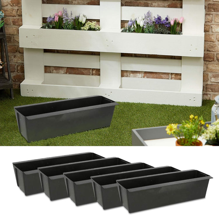 Cepewa Pflanzkasten passend für Europaletten 6er Set aus Kunststoff Pflanzkübel Breite 38 cm (1 x 6e