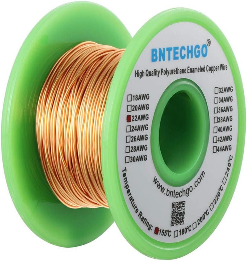 BNTECHGO 22 AWG Magnet Wire - Enameled Copper Wire - Enameled Magnet Winding Wire - 4 oz - 0.0256"Di
