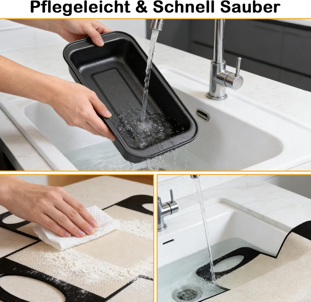 2 Stück Brotbackform Kasten Set, 2 Kastenform Brot 27.5x15x6cm mit 2 Backmatte Antihaft, Rechteckig