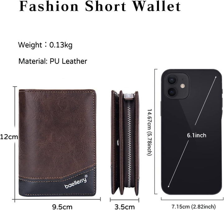 PORRASSO Herren Geldbörse Geldbeutel Kreditkartenetui Leder Brieftasche Wallet Kartenetui Bifold Por