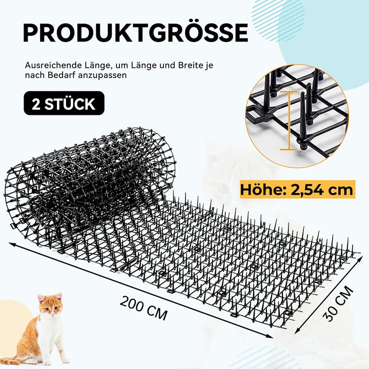 Kyrieval Dornengitter Tier-Barriere Garte Katzenabwehr Scat Spike Matte, Anti-Katzen-Netzwerk Graben