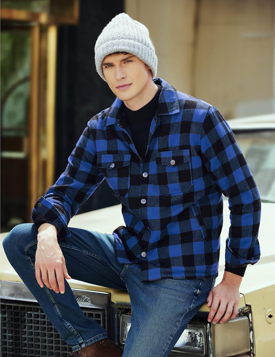 COOFANDY Herren Hemd Flanellhemd Kariert Gefüttert Holzfällerhemd Langarm Casual Button Down Winter