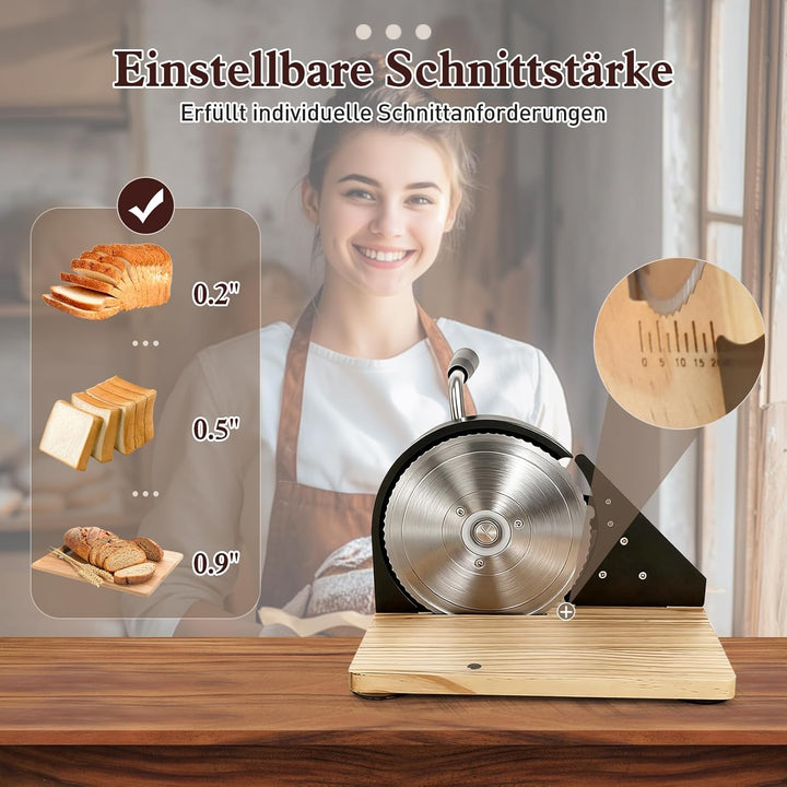 Brotschneidemaschine,Brotschneidemaschine Manuell(Faltbar),Edelstahl 304, Allesschneider Mit Skala,E
