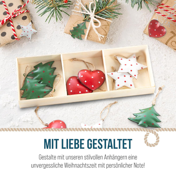Logbuch-Verlag 12 kleine Weihnachtsanhänger rot weiss grün - Weihnachtsdeko zum Aufhängen 5 cm Baums