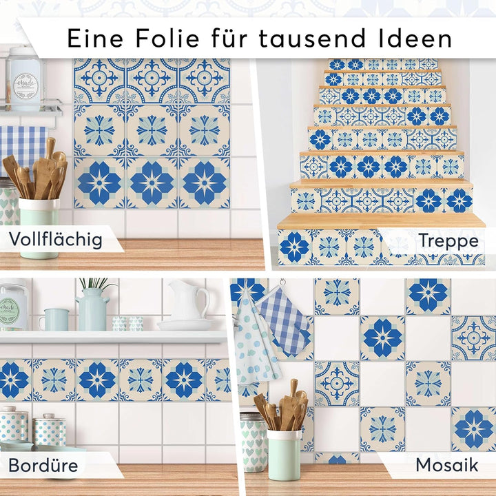 40 Stück Fliesenfolie für Bad und Küche 10x10 cm - Mosaikfliesen, Fliesensticker - Stickerfliesen, F