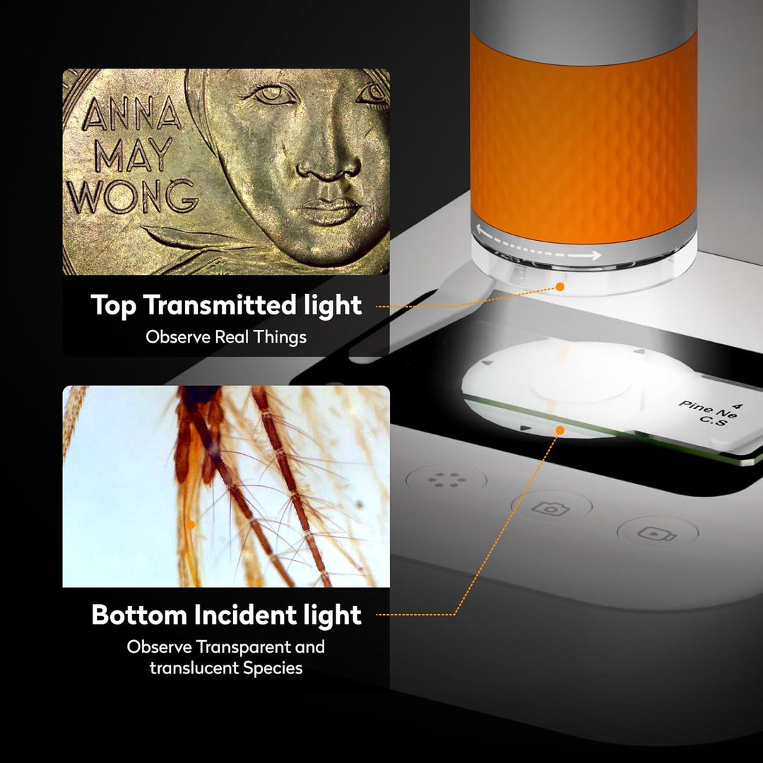 MX2-AS 4,3" Digitales Mikroskop für Kinder, MatataStudio 2-in-1 Tragbares Handmikroskop mit Bildschi
