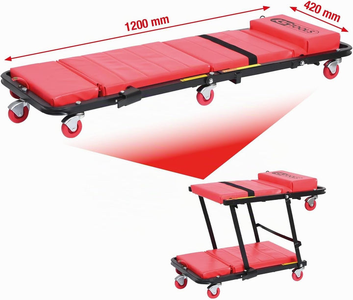 KS Tools 500.8000 Werkstattliege und Klappsitz, 1200x460mm