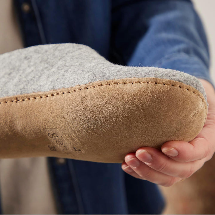 glerups Slipper aus 100 % hochwertiger Wollmischung mit Gummisohle, Unisex-Slipper 35 EU Grau, 35 EU