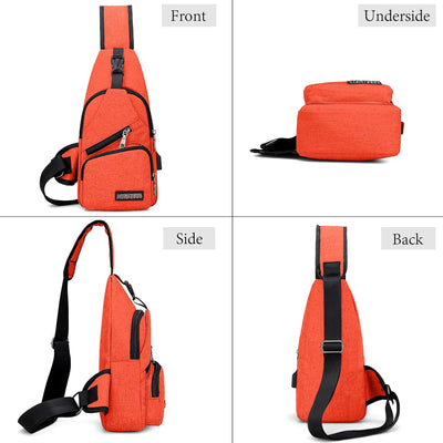 VARLIVOO Herren Sling Bag mit USB Port Crossbody Bag Diebstahlsicherung Schultertaschen Reise Wander