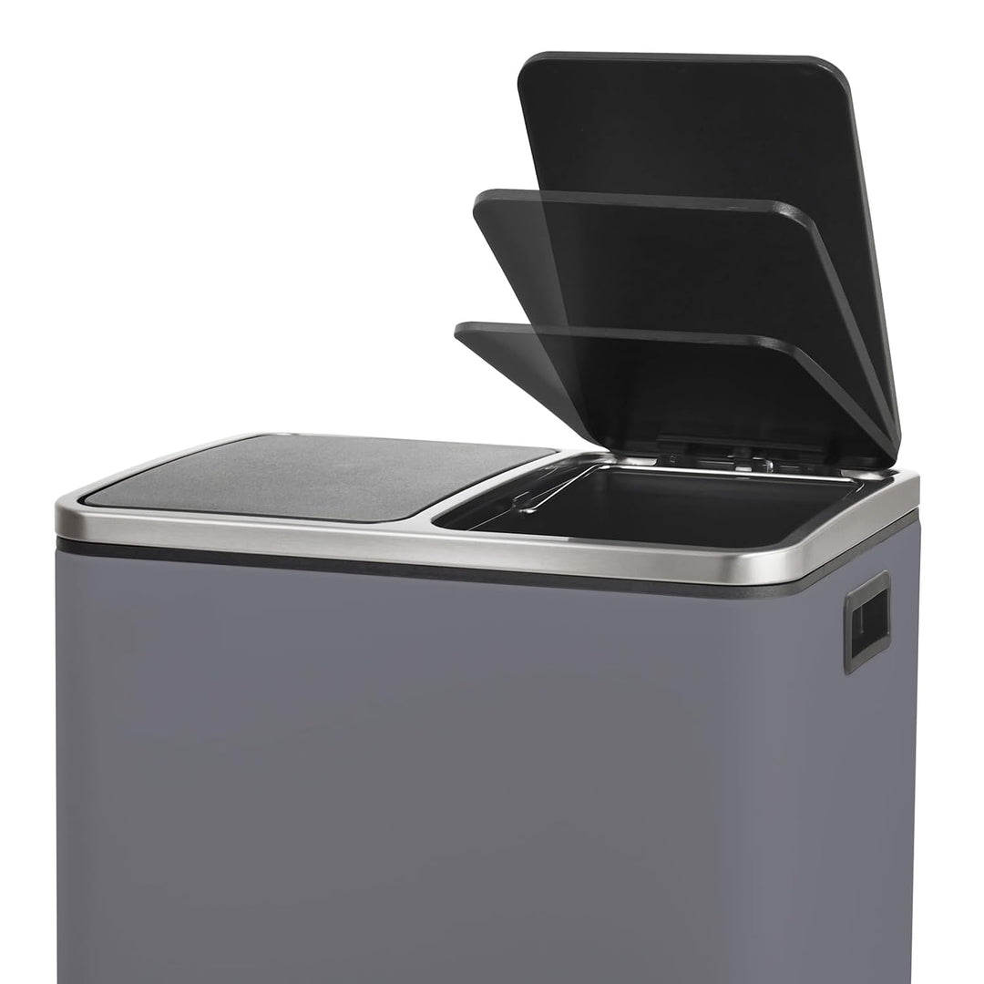 SVITA TM2X15 Treteimer 30 Liter Grau Abfalleimer Mülleimer Design Mülltrennung Papierkorb Küchen-Ord