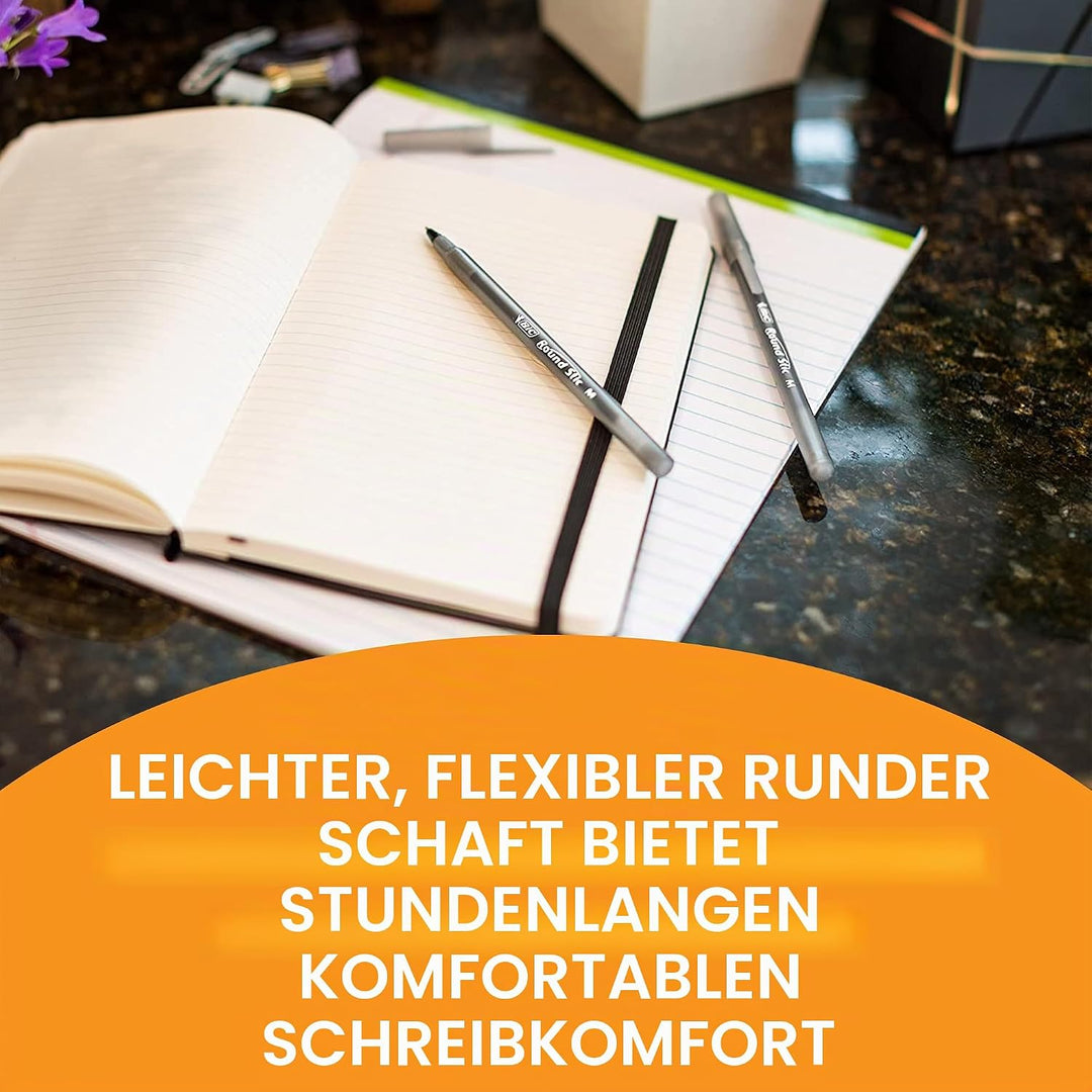 BIC Round Stic Xtra Life Kugelschreiber, Mittelgrosse Spitze 60 count Schwarz, 60 count Schwarz