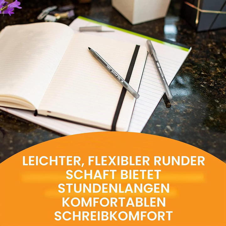 BIC Round Stic Xtra Life Kugelschreiber, Mittelgrosse Spitze 60 count Schwarz, 60 count Schwarz