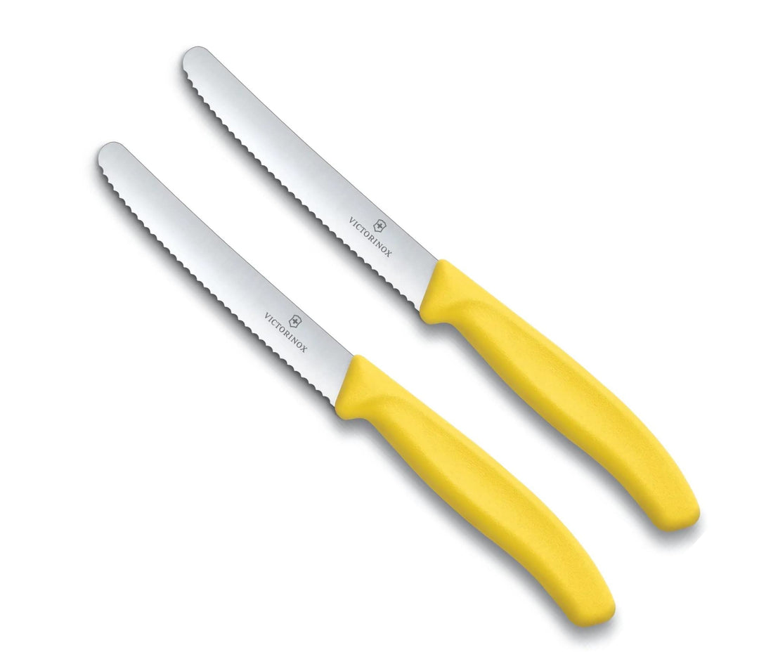 Victorinox | 2 Stück Tafelmesser Swiss Classic | Gelb | Tomatenmesser mit Wellenschliff | rostfrei |
