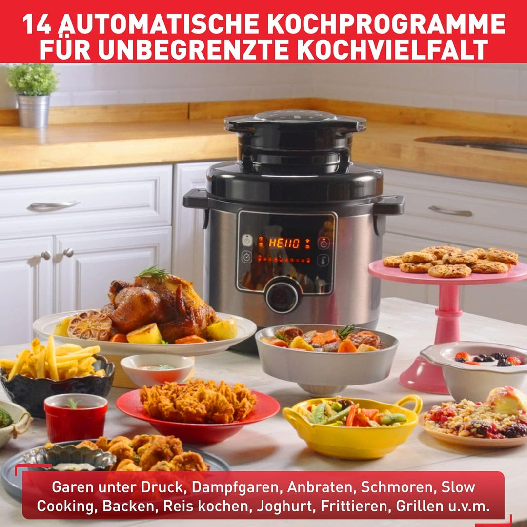 Tefal CY7788 Turbo Cuisine & Fry Multikocher | Schnellkochtopf & Heissluftfritteuse | 14 automatisch