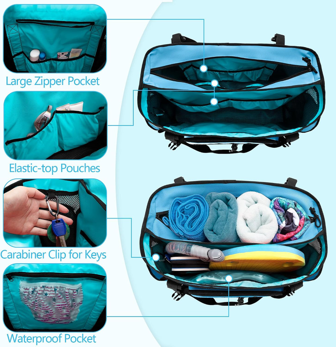 Fasrom Strandtasche XXL mit Reissverschluss unten, badetasche Gross | Mit Trennsystem mit 2 Schichte