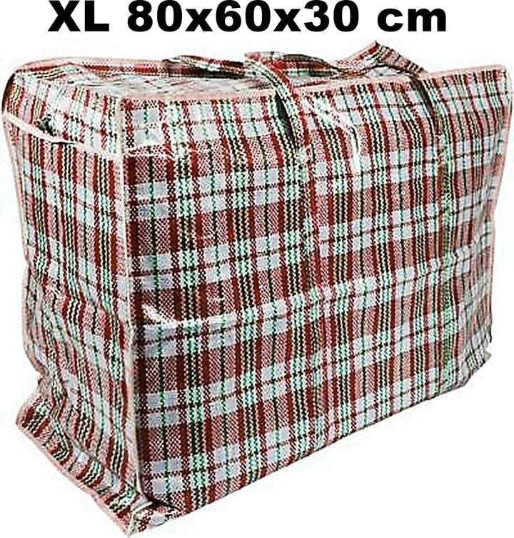 PLASTIKTASCHE Camping Jumbo Unterbettkommode Wäschetasche Aufbewahrungs Tasche kariert Reissverschlu