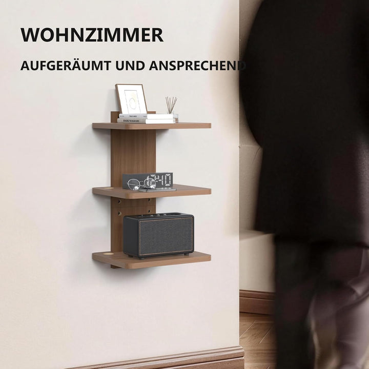 WALI Schwebendes TV-Regal, 3-stöckiges Projektorregal für DVD-Player, Router, Spielkonsolen, Kabelbo