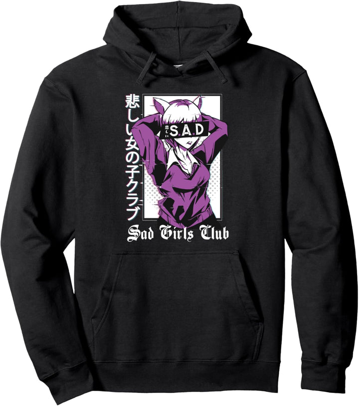 Sad Girls Club - Anime Sad Girl Aesthetic Grunge E Girl Pullover Hoodie