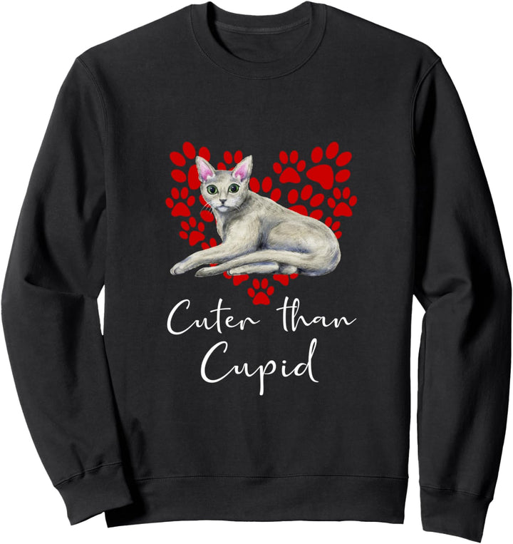 RUSSICH BLAU Cuter Than Cupid Katze Valentinstag Sweatshirt