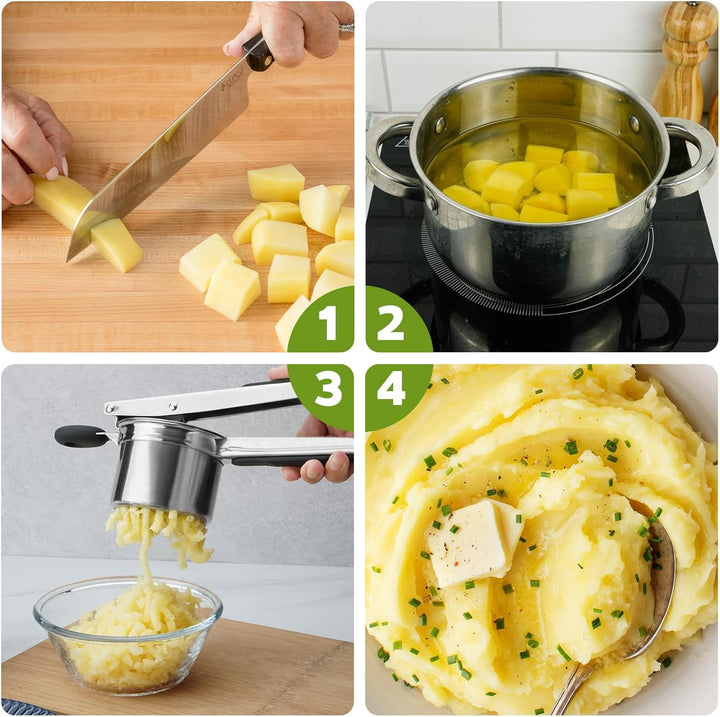 Kartoffelpresse Edelstahl Spagettieis Quetsche 450ml Spaghetti Eispresse mit 3 Austauschbare Sieb un